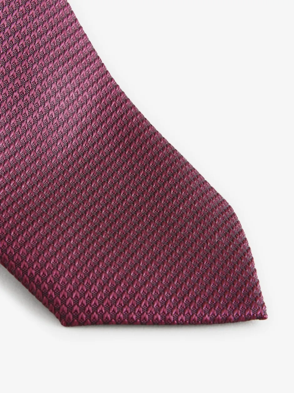 Stropdassen En Pochets|Next Rozerood - Set met textuurrijke stropdas en pochet