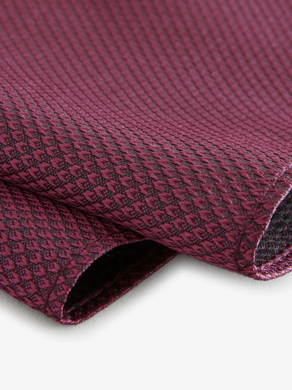 Stropdassen En Pochets|Next Rozerood - Set met textuurrijke stropdas en pochet