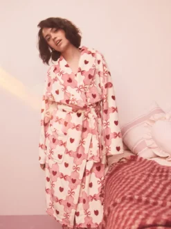 Badjassen|Alle Nacht- En Loungekleding|Next - Superzachte kamerjas Roze/rood met hart