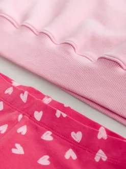 Sets En Outfits|Sweaters En Hoody´S|Next - Sweatshirt and Flare Leggings Set (3-16yrs) Roze/rood met hart