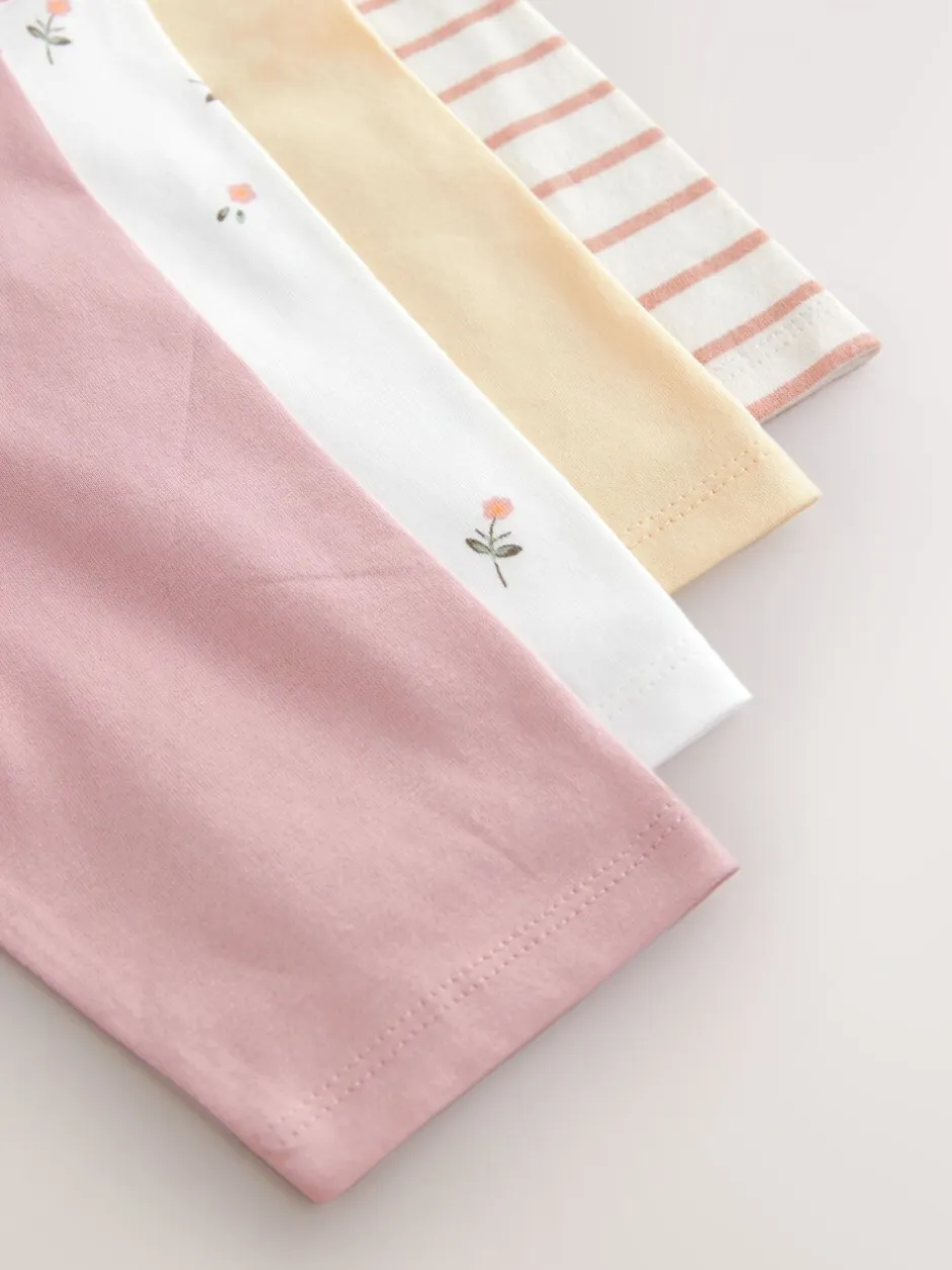 Tops|Multipacks*Next Roze/wit - Set van 4 T-shirts met lange mouwen en geborduurde konijntjes (3mnd-7jr)