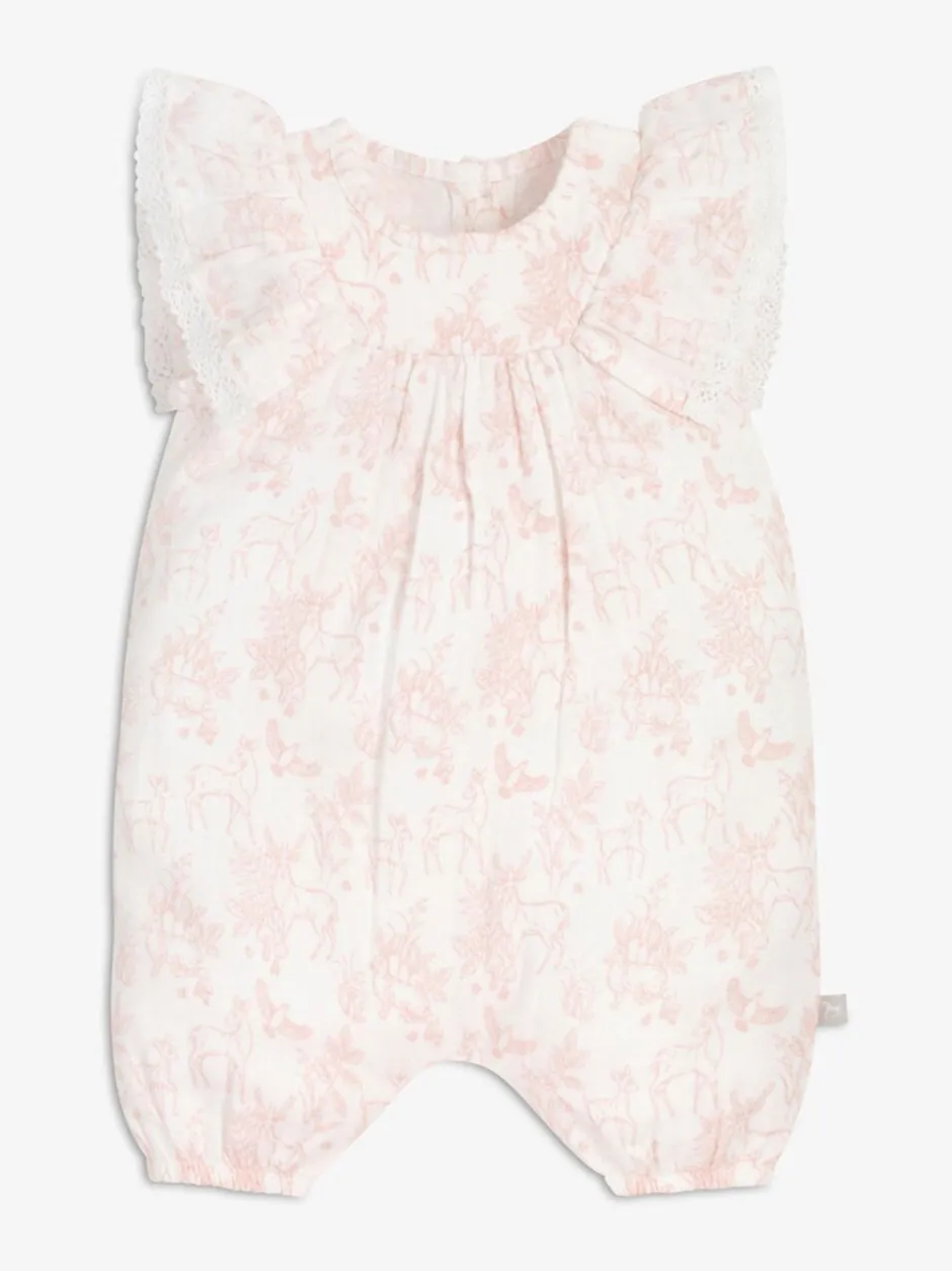 Jumpsuits En Playsuits*The Little Tailor - Mousseline babyplaysuit van 100% katoen Roze/wit