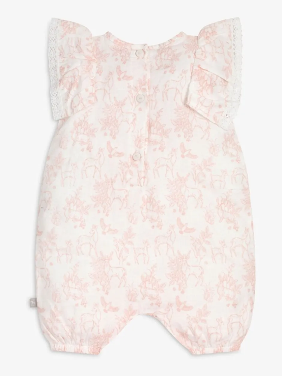 Jumpsuits En Playsuits*The Little Tailor - Mousseline babyplaysuit van 100% katoen Roze/wit