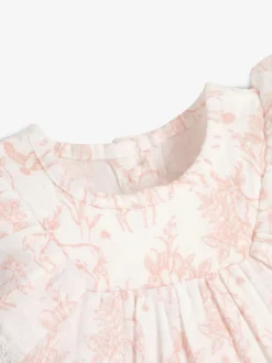 Jumpsuits En Playsuits*The Little Tailor - Mousseline babyplaysuit van 100% katoen Roze/wit