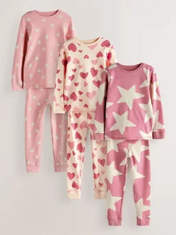 Multipacks|Nachtkleding En Pyjama's*Next Roze/wit - Verpakking van 3 knusse pyjama's (9 mnd-12 jr)