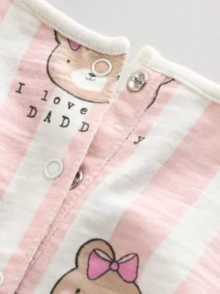 Rompertjes En Tuinbroeken|Next - Pofbroekrompertje Roze/Wit gestreepte I Love My Daddy