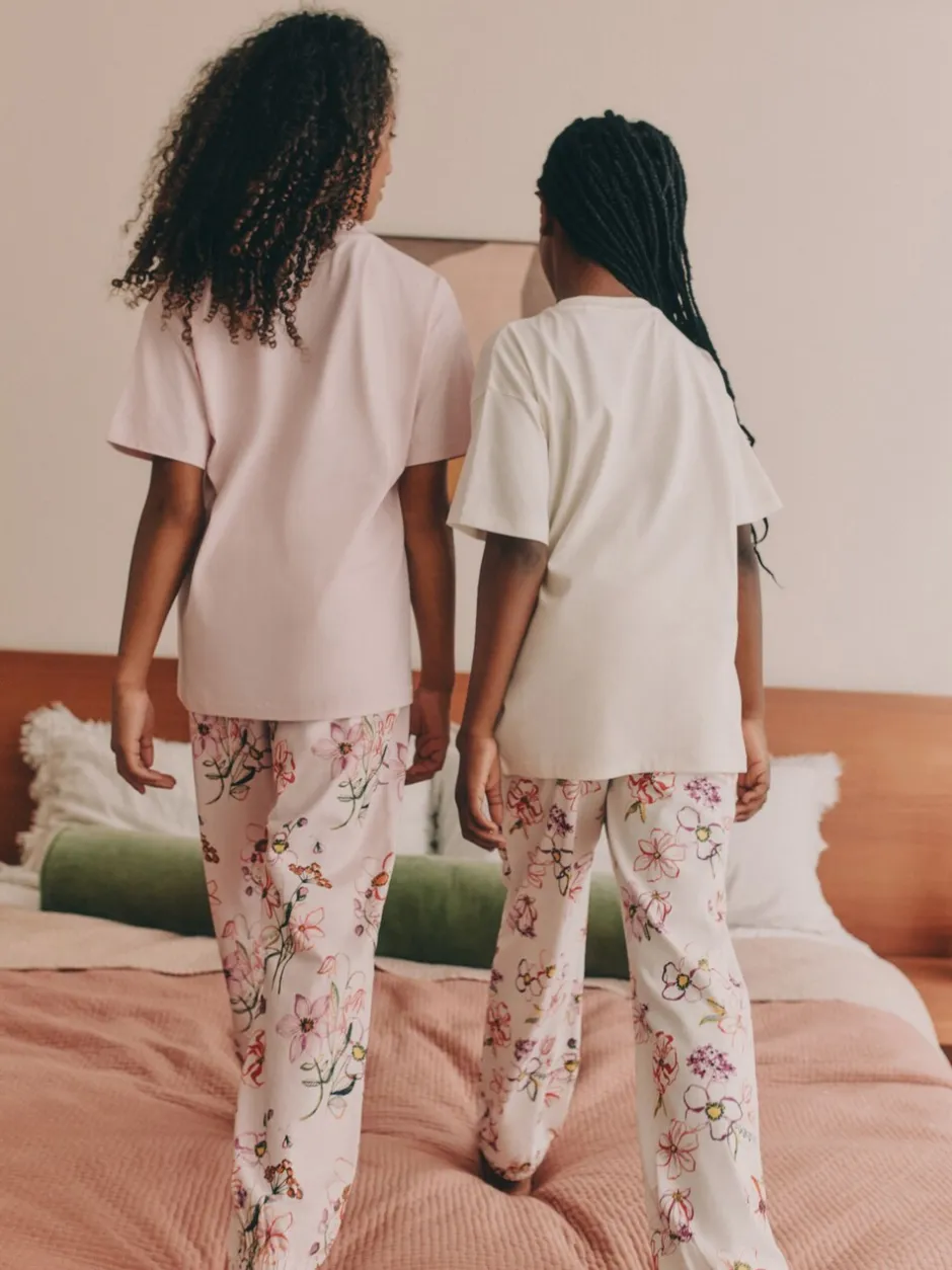 Nachtkleding En Pyjama's|Pyjama's|Next - Verpakking van 2 pyjama's met joggingbroek (3 - 16 jr) Roze/wit met bloemenprint
