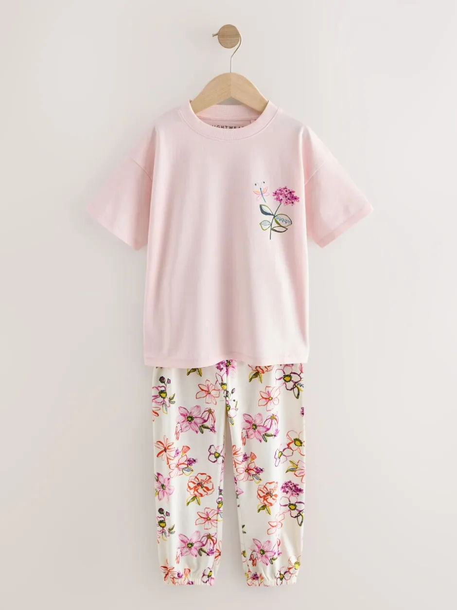 Nachtkleding En Pyjama's|Pyjama's|Next - Verpakking van 2 pyjama's met joggingbroek (3 - 16 jr) Roze/wit met bloemenprint
