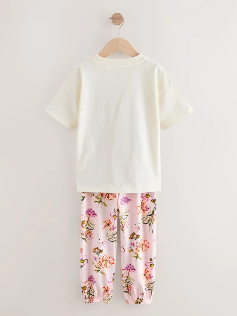 Nachtkleding En Pyjama's|Pyjama's|Next - Verpakking van 2 pyjama's met joggingbroek (3 - 16 jr) Roze/wit met bloemenprint
