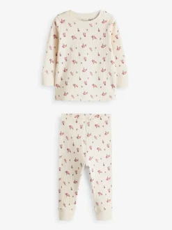 Nachtkleding En Pyjama's|Pyjama's|Next - Knusse geribbelde pyjama's 3 verpakking (9mnd-12jr) Roze/witte Ditsy