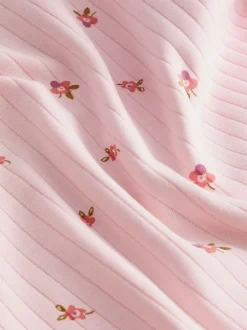 Nachtkleding En Pyjama's|Pyjama's|Next - Knusse geribbelde pyjama's 3 verpakking (9mnd-12jr) Roze/witte Ditsy