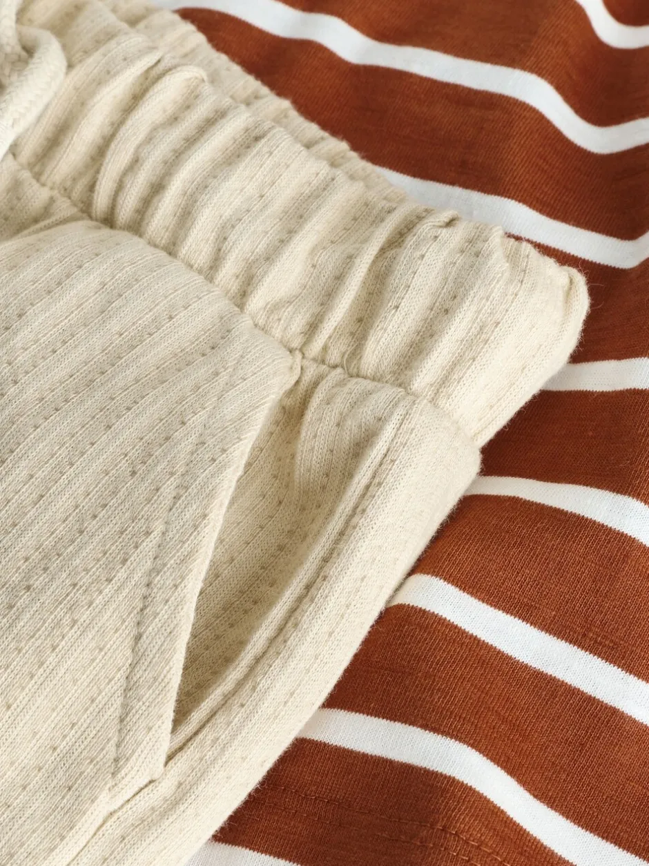Shorts*Next - Set van T-shirt met korte mouwen en short (3 mnd-7 jr) Rust Brown Stripe Padded Animals