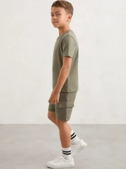 Shorts*Reiss - Oliver premium cargoshorts van interlock-jersey Salie