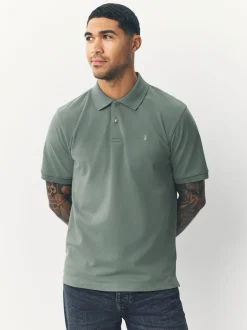 Poloshirts|Next Saliegroen - Normale Pasvorm - Piqué poloshirt met korte mouwen