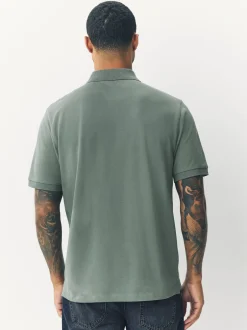 Poloshirts|Next Saliegroen - Normale Pasvorm - Piqué poloshirt met korte mouwen