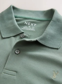 Poloshirts|Next Saliegroen - Normale Pasvorm - Piqué poloshirt met korte mouwen