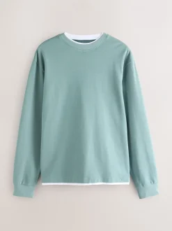 T-Shirts En Hemden|Next - T-shirt met lange mouwen en ronde hals Saliegroen