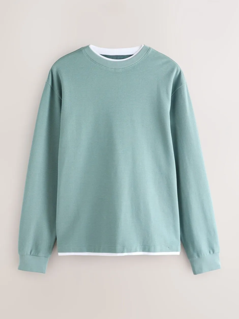T-Shirts En Hemden|Next - T-shirt met lange mouwen en ronde hals Saliegroen