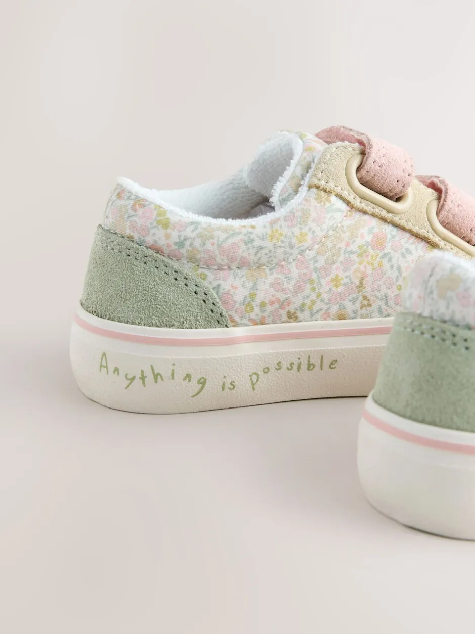 Sneakers|Next - Sneakers met klittenbandsluiting Saliegroen gebloemd