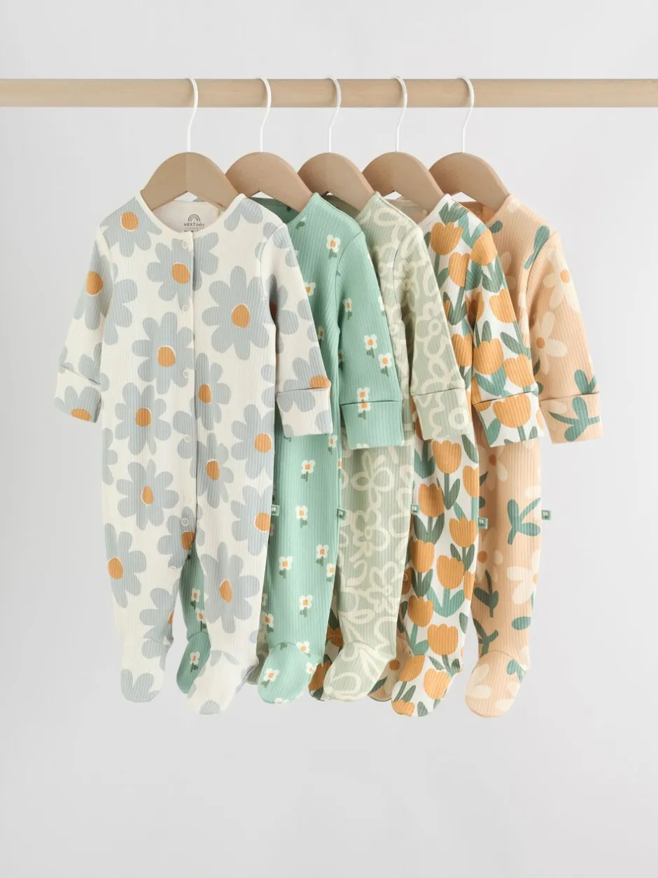 Multipacks|Babypakjes En Babypyjama's*Next Saliegroen gebloemd - Verpakking van 5 babypyjama's (0 mnd-2 jr)
