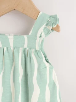 Rompertjes En Tuinbroeken|Next - Baby Long Leg Jersey Romper (0mths-3yrs) Saliegroen gestreept