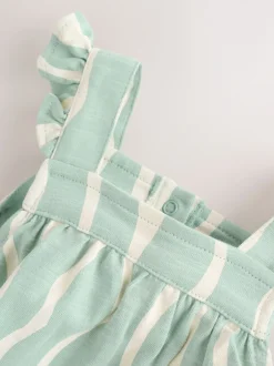 Rompertjes En Tuinbroeken|Next - Baby Long Leg Jersey Romper (0mths-3yrs) Saliegroen gestreept