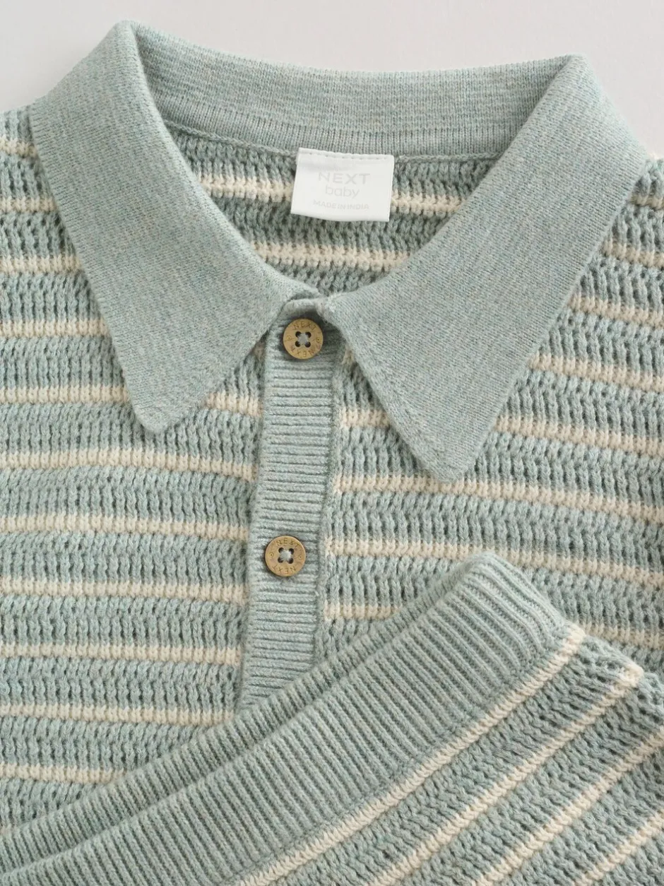 Shorts|Next Saliegroen gestreept - Knitted Top and Shorts Baby Set (0mths-2yrs)