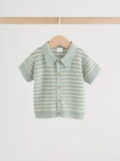 Shorts|Next Saliegroen gestreept - Knitted Top and Shorts Baby Set (0mths-2yrs)
