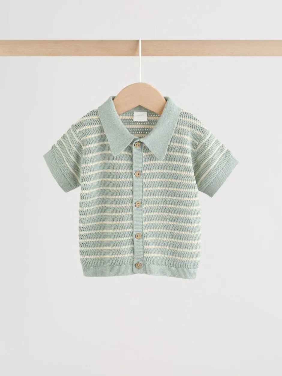 Shorts|Next Saliegroen gestreept - Knitted Top and Shorts Baby Set (0mths-2yrs)
