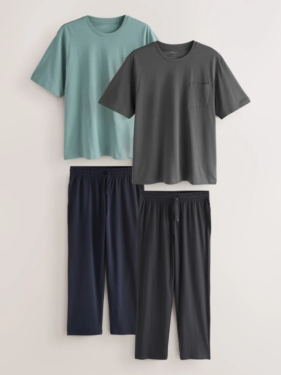 Pyjama's|Next Saliegroen/leisteengrijs - Set van 2 jersey open lange pyjamaset