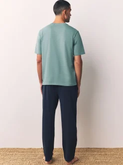 Pyjama's|Next Saliegroen/leisteengrijs - Set van 2 jersey open lange pyjamaset