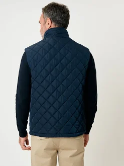 Jassen En Jacks|Saltwell Blue Heritage Diamond Quilted Funnel Neck Gilet
