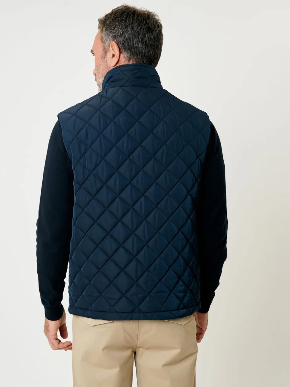 Jassen En Jacks|Saltwell Blue Heritage Diamond Quilted Funnel Neck Gilet