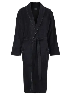 Kamerjassen En Badjassen|Savile Row Company - Fleece badjas met biezen