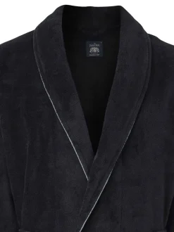 Kamerjassen En Badjassen|Savile Row Company - Fleece badjas met biezen