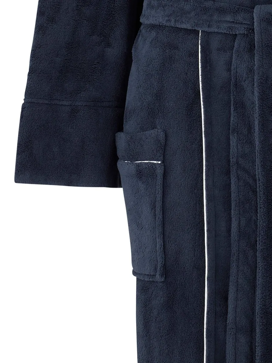 Kamerjassen En Badjassen*Savile Row Company - Fleece badjas met biezen