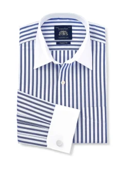 Formele Overhemden|Shirts*Savile Row Company Classic Fit Striped Cotton Winchester Double Cuff Formal Shirt