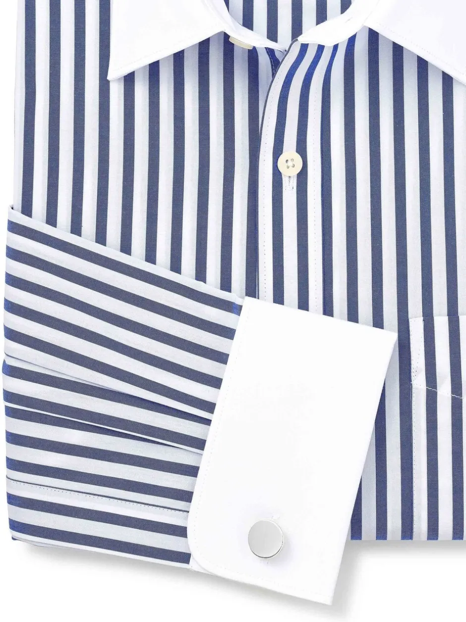 Formele Overhemden|Shirts*Savile Row Company Classic Fit Striped Cotton Winchester Double Cuff Formal Shirt