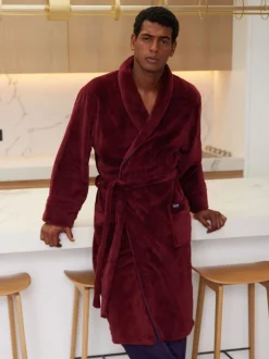 Kamerjassen En Badjassen|Savile Row Company Soft Fleece Dressing Gown With Piping