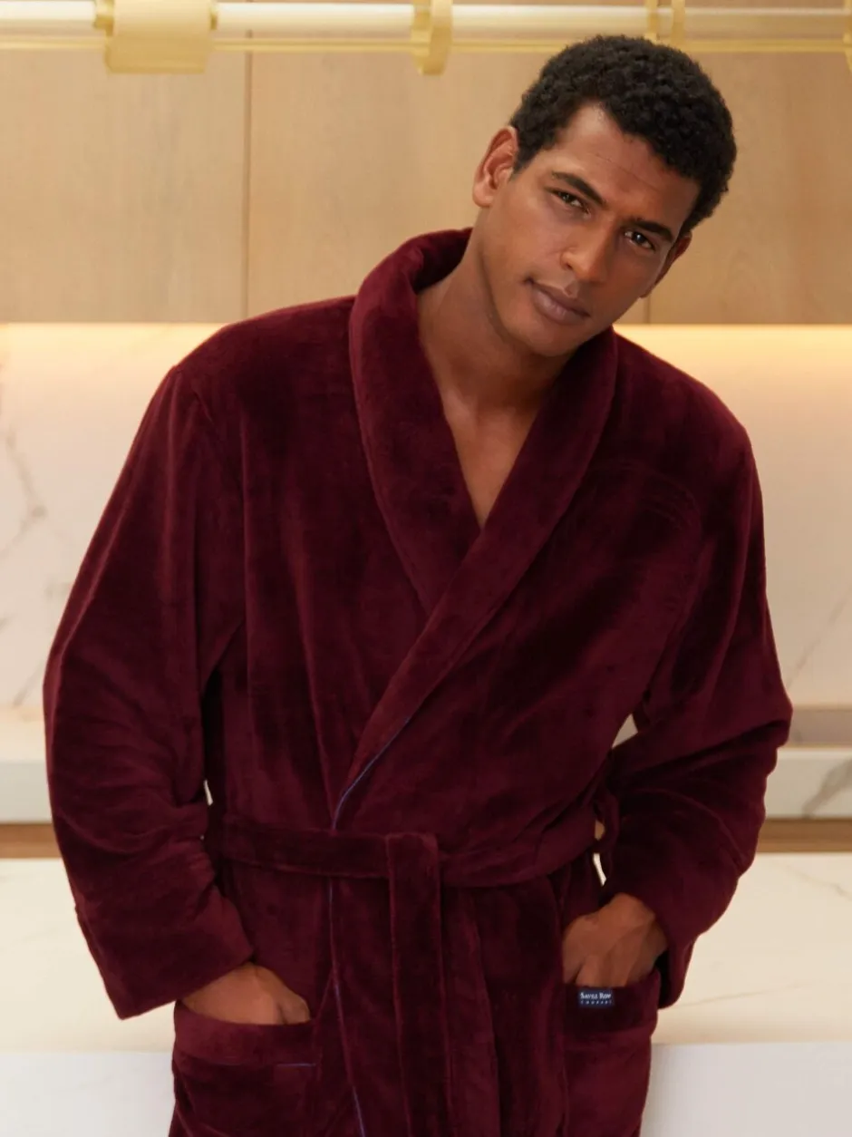 Kamerjassen En Badjassen|Savile Row Company Soft Fleece Dressing Gown With Piping