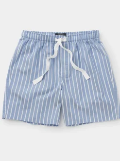 Shorts|Savile Row Company Twill Wide Stripe Cotton Lounge Shorts