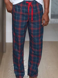 Pyjama's*Savile Row Company Window Check Brushed Cotton Twill Pyjama Bottoms