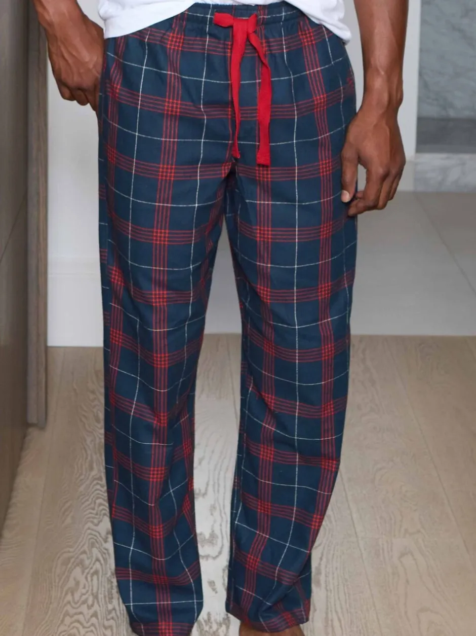 Pyjama's*Savile Row Company Window Check Brushed Cotton Twill Pyjama Bottoms