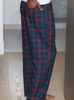 Pyjama's*Savile Row Company Window Check Brushed Cotton Twill Pyjama Bottoms