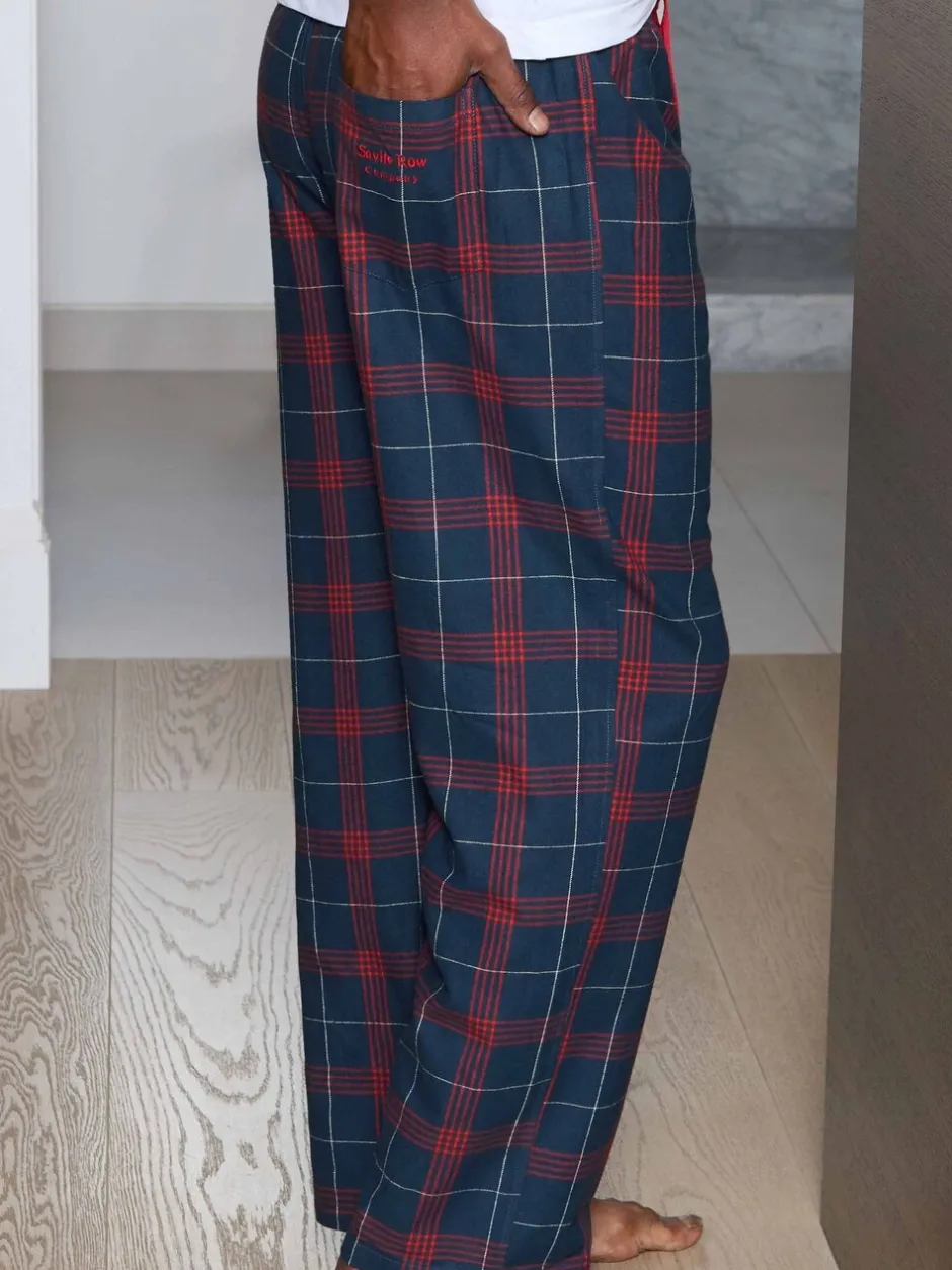 Pyjama's*Savile Row Company Window Check Brushed Cotton Twill Pyjama Bottoms