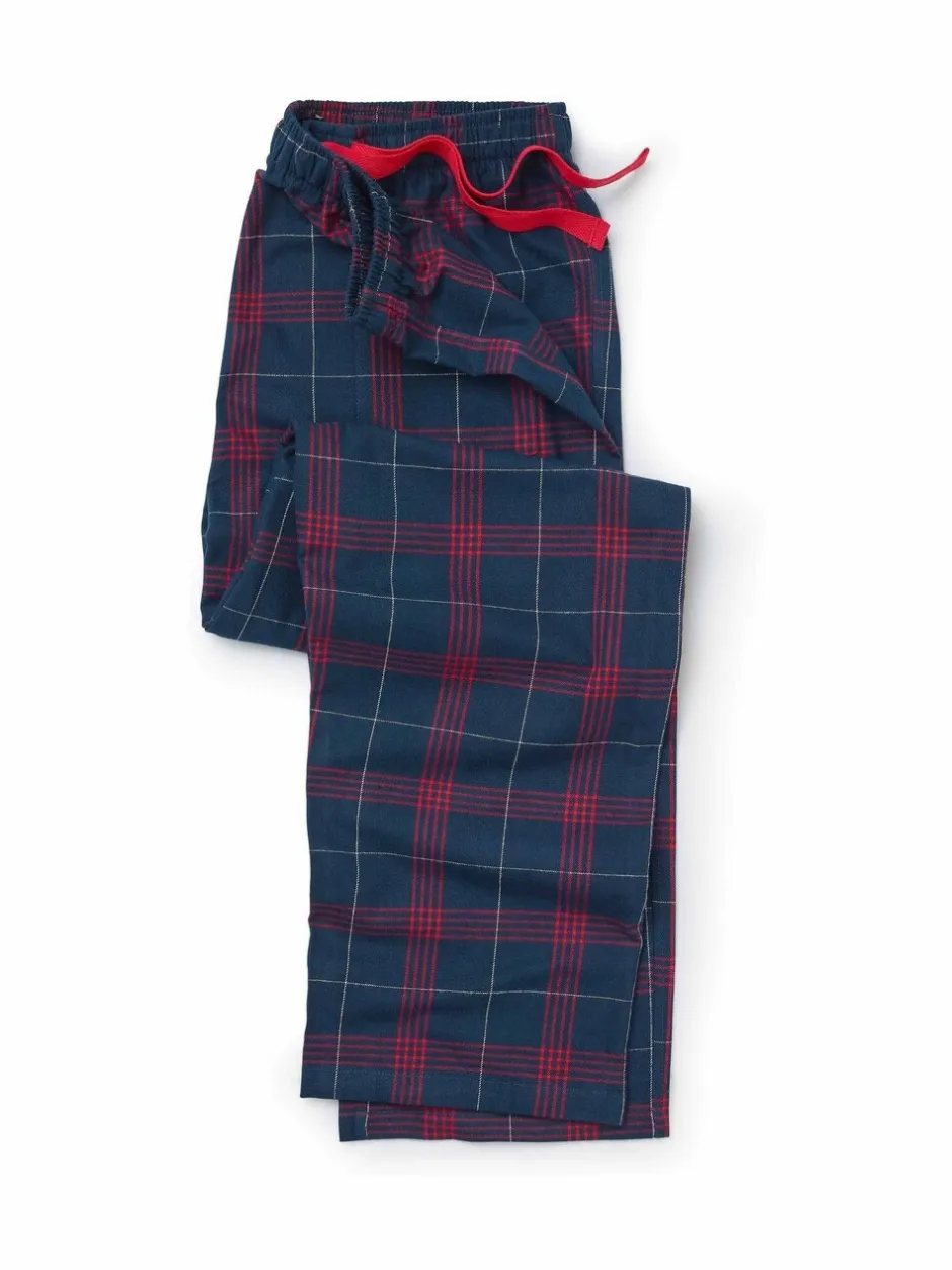 Pyjama's*Savile Row Company Window Check Brushed Cotton Twill Pyjama Bottoms