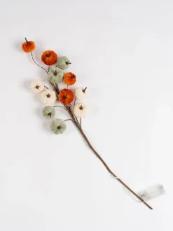 Kunstbloemen*Scottish Everlastings Ltd Set of 2 Velvet Pumpkin Pre lit Stems Oranje