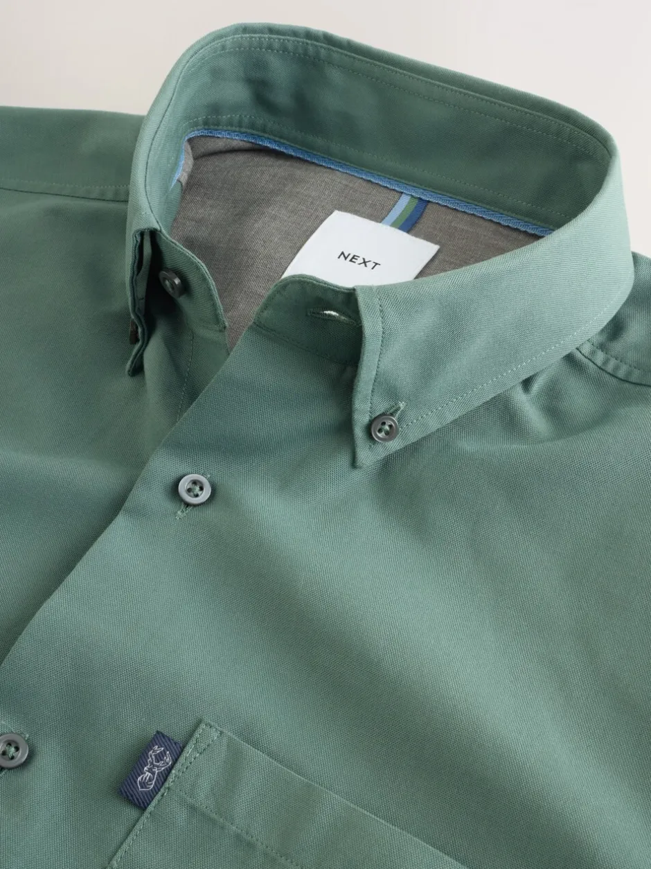 Formele Overhemden|Next Seafoam green - Slim Fit - Gemakkelijk te strijken Oxford overhemd met doorlopende knopen