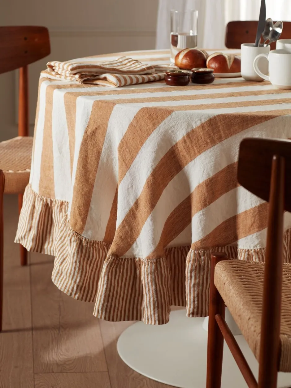 Tafellinnen En Placemats |Secret Linen Store 100% linnen tafelkleed met brede strepen