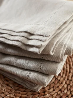 Tafellinnen En Placemats *Secret Linen Store Set of 4 Twill Napkins Natuurlijk